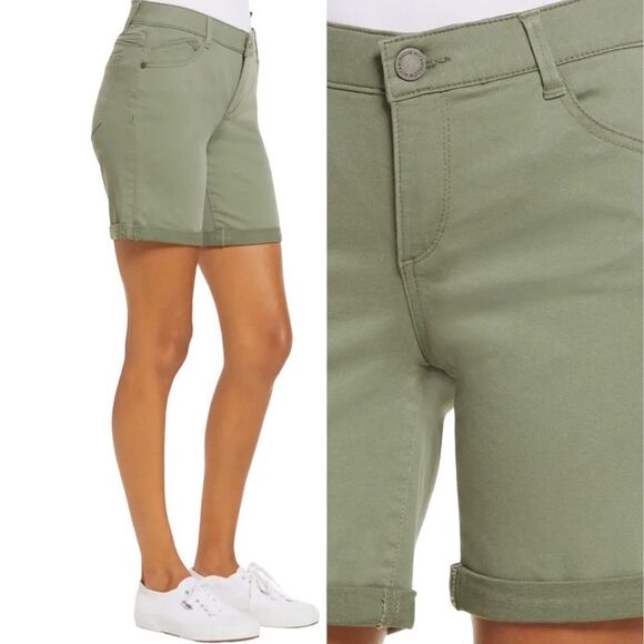 NWT WIT & WISDOM 'Ab'Solution Stretch Twill Shorts Lily Pad Green Size 2 - Picture 2 of 9